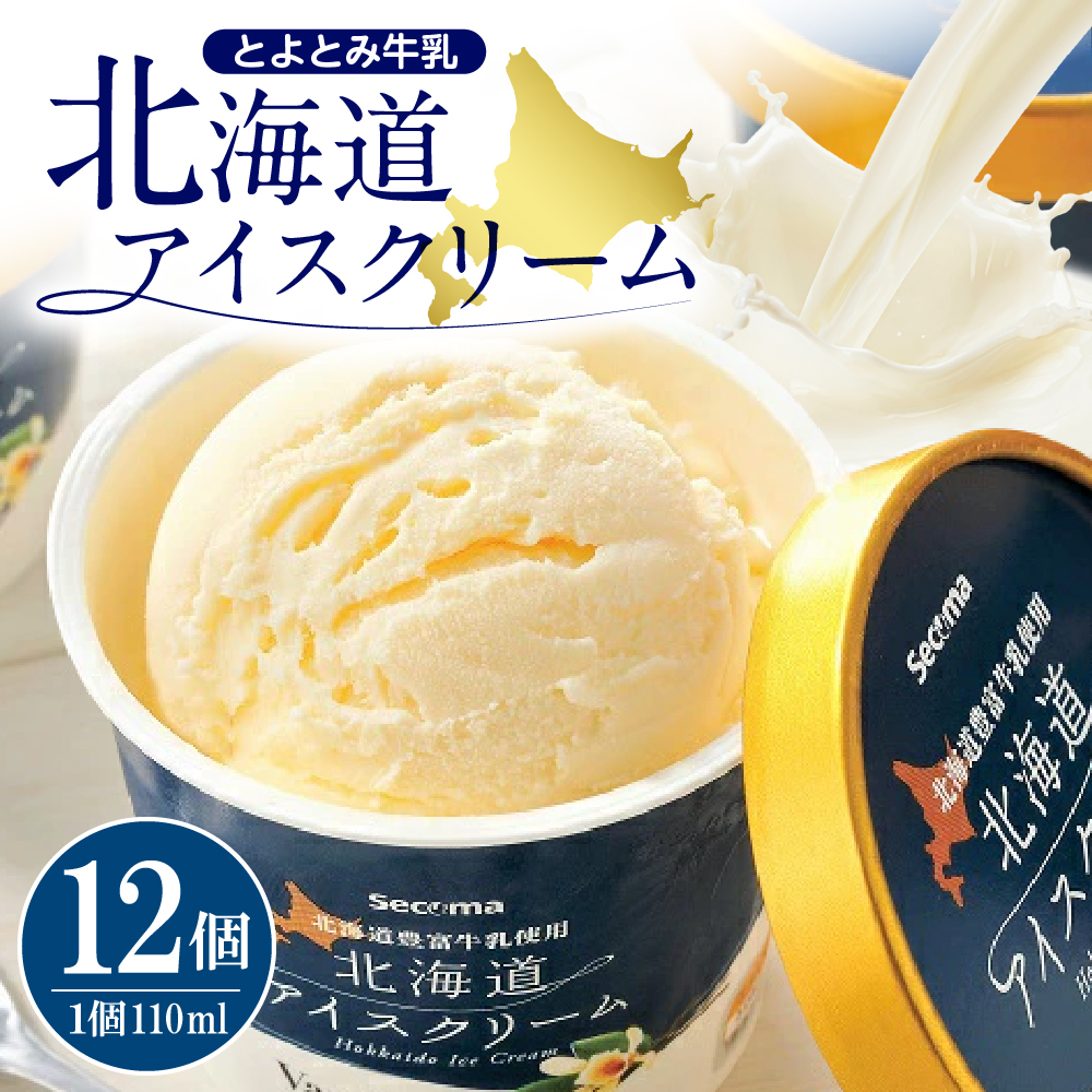 とよとみ牛乳 北海道アイスクリーム バニラ 110ml×12個