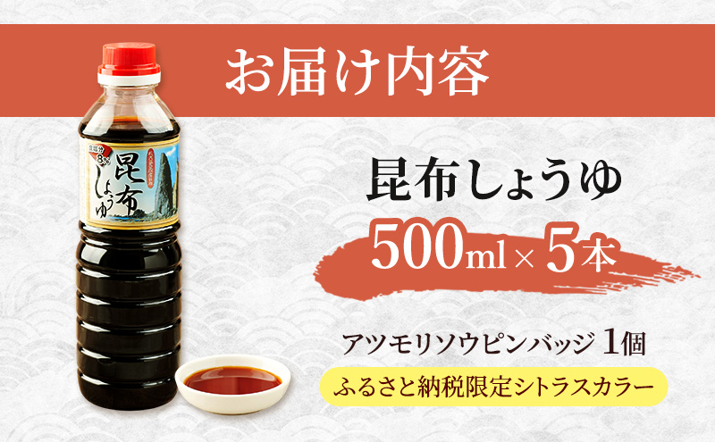 【礼文島リボンプロジェクト】昆布しょうゆ 500ml×5本