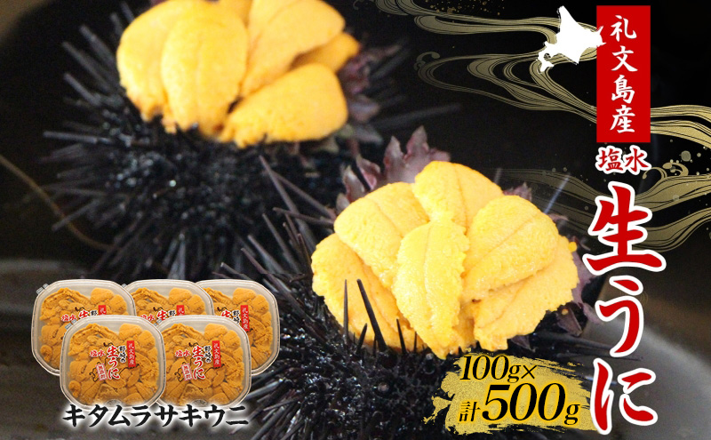 北海道 礼文島産 塩水ウニ （ キタムラサキウニ ）100g×5 生うに うに 雲丹 魚貝類 500g