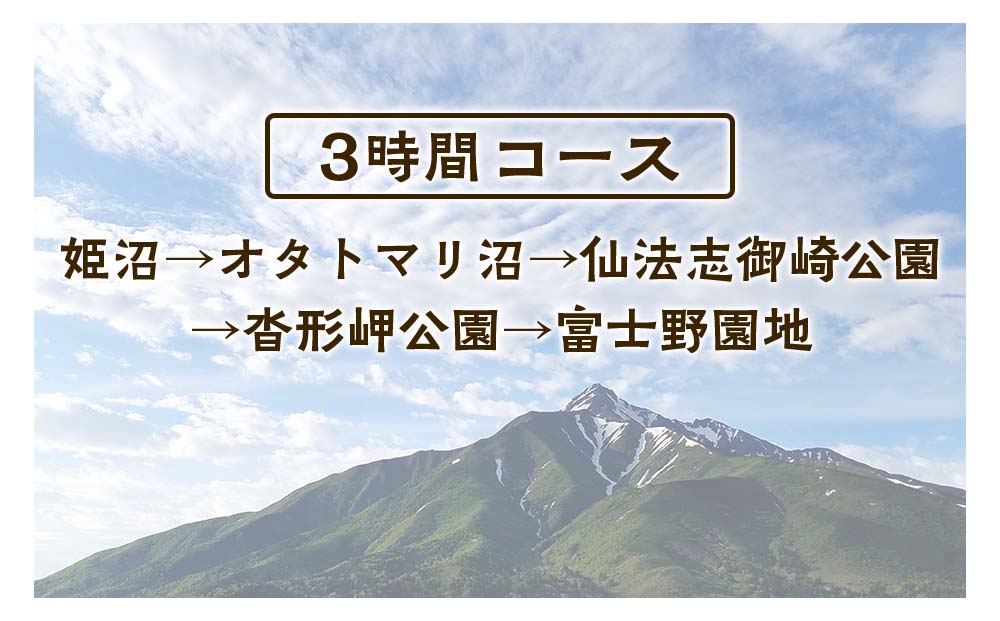 利尻島周遊♪貸切観光タクシー3時間フリー利用券（小型タクシー4名様まで）