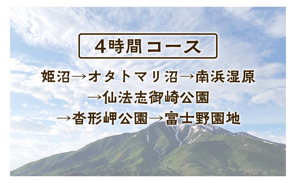 利尻島周遊♪貸切観光タクシー4時間フリー利用券（小型タクシー4名様まで）