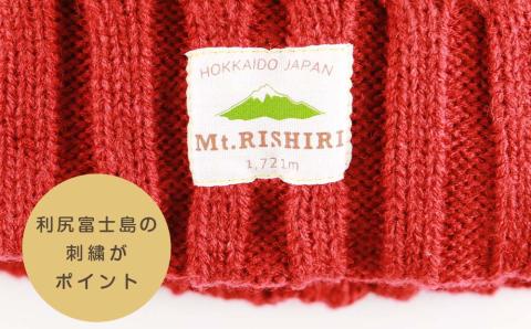 ☆利尻山デザイン☆ニットキャップ1個(カラー：赤)