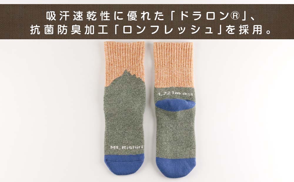 ☆利尻山デザイン☆レディース用靴下1足(オレンジ)