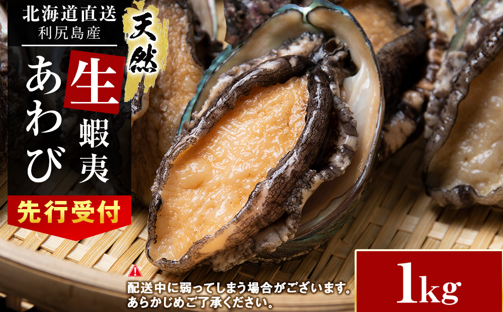 【2026年発送予約】利尻島産 直送！天然 生えぞあわび１kg 鮑 海鮮 冷蔵 お刺身 魚介 お祝い【福士水産】