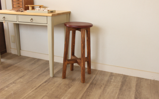 ハイスツール ワインレッド×アンティークブラウン【受注生産商品】 BHRA012