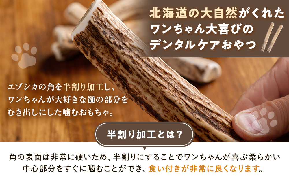 プレシカ　鹿の角　LLサイズ　（15センチ半割り１本） | 犬 ペット用 愛犬用 おもちゃ 玩具 鹿角 エゾシカ 歯みがき ガム デンタルケア ストレス発散 天然 無添加 北海道 津別町 送料無料 LL