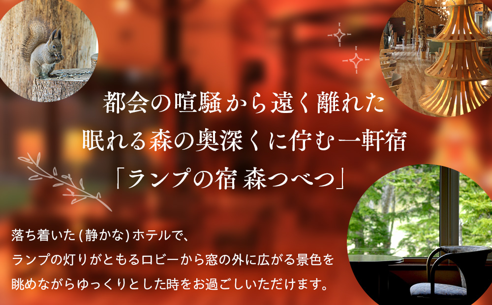 【ANA限定】ランプの宿森つべつ ペア宿泊券 「恵みの森の温泉ご馳走プラン」 | 宿泊券 露天風呂 温泉 サウナ 家族風呂 チケット 宿泊 宿 ホテル 旅 旅行 ペア 屈斜路湖 チミケップ 北海道津別町 送料無料