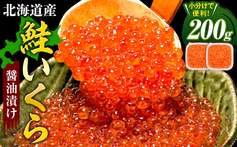 【数量限定】北海道産 鮭いくら醤油漬け 200g（100g×2パック） | 北海道 津別町 海鮮 丼物 海鮮丼 鮭いくら サーモン 魚卵 小分け パック 送料無料