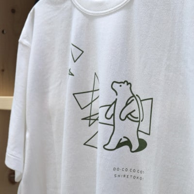 「知床トコさん」×久米繊維　コットンTシャツ　三角デザイン柄/白　Mサイズ　半袖【配送不可地域：離島・沖縄県】