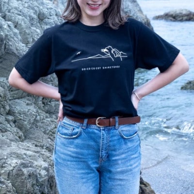 「知床トコさん」×久米繊維　コットンTシャツ　双眼鏡柄/黒　Sサイズ　半袖【配送不可地域：離島・沖縄県】
