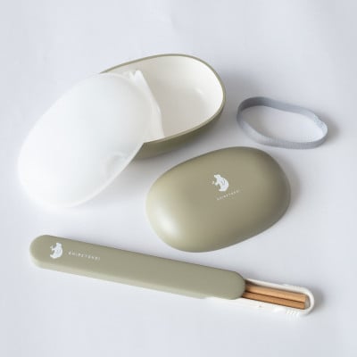 知床トコさん ランチボックス(Sサイズ)・箸 セット 【カーキ】【配送不可地域：離島・沖縄県】