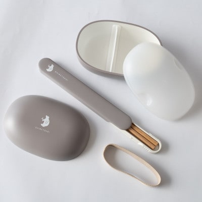 知床トコさん ランチボックス(Sサイズ)・箸 セット 【グレー】【配送不可地域：離島・沖縄県】