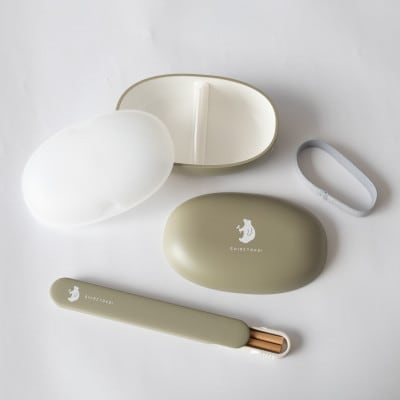 知床トコさん ランチボックス(Mサイズ)・箸 セット 【カーキ】【配送不可地域：離島・沖縄県】