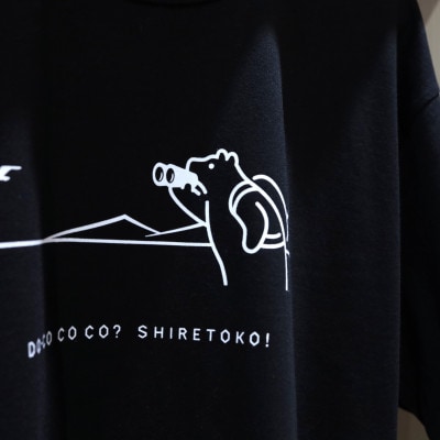 「知床トコさん」×久米繊維　コットンTシャツ　双眼鏡柄/黒　XLサイズ　半袖【配送不可地域：離島・沖縄県】