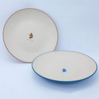 知床トコさんテーブルウェアシリーズ 丸プレート皿 2枚(L)【ブルー】【配送不可地域：離島・沖縄県】