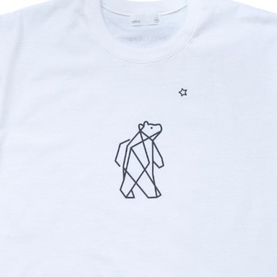 「知床トコさん」×久米繊維 　コットンTシャツ Lサイズ・ホワイト　折り紙柄　半袖【配送不可地域：離島・沖縄県】