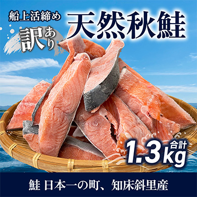 【訳あり】知床斜里産 天然秋鮭の切り身 約1.3kg 船上活締め【配送不可地域：離島・沖縄県】