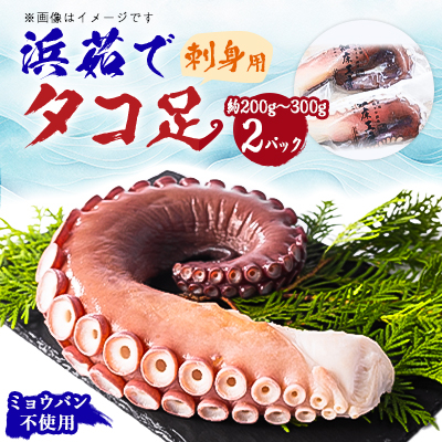 浜茹で タコ足刺身用 約200g～300g(1本)×2パック 冷凍 ミョウバン不使用【現地加工品】【配送不可地域：離島・沖縄県】