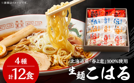 生麺「こはる」12食(4種×3食ずつ)セット【配送不可地域：離島・沖縄県】