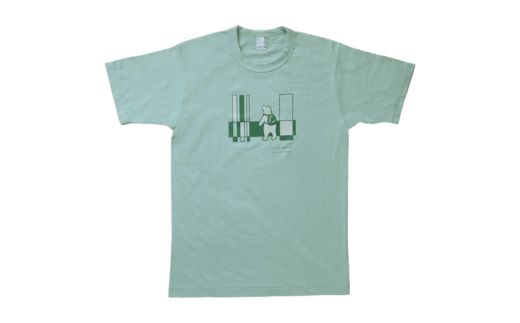 「知床トコさん」×久米繊維　コットンTシャツ　四角柄 グリーン　Mサイズ　半袖【配送不可地域：離島・沖縄県】