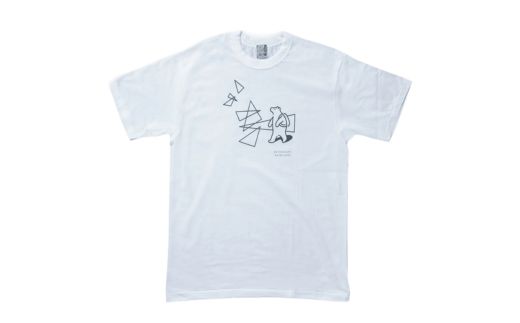 「知床トコさん」×久米繊維　コットンTシャツ　三角デザイン柄/白　Lサイズ　半袖【配送不可地域：離島・沖縄県】