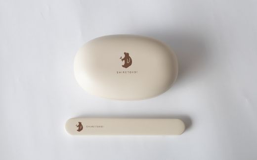 知床トコさん ランチボックス(Mサイズ)・箸 セット 【アイボリー】【配送不可地域：離島・沖縄県】