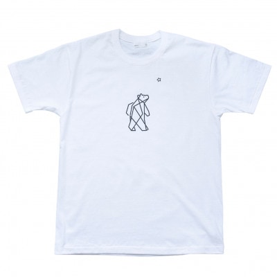 「知床トコさん」×久米繊維 　コットンTシャツ Sサイズ・ホワイト　折り紙柄　半袖【配送不可地域：離島・沖縄県】