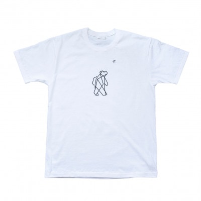 「知床トコさん」×久米繊維 　コットンTシャツ Mサイズ・ホワイト　折り紙柄　半袖【配送不可地域：離島・沖縄県】