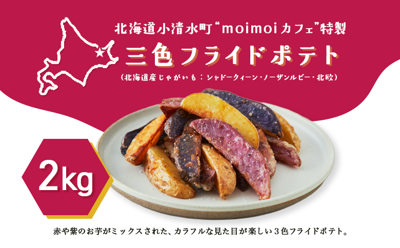北海道小清水町 三色フライドポテト　２kg【16003】