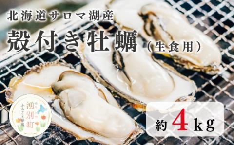 [国内消費拡大求む]北海道 サロマ湖産 殻付き牡蠣 約4kg 生食用 牡蠣 カキ かき 海鮮 魚介 国産 殻付き 生牡蠣 生食 焼き牡蠣 蒸し牡蠣 冷蔵 産地直送 サロマ湖 オホーツク 湧別町 北海道