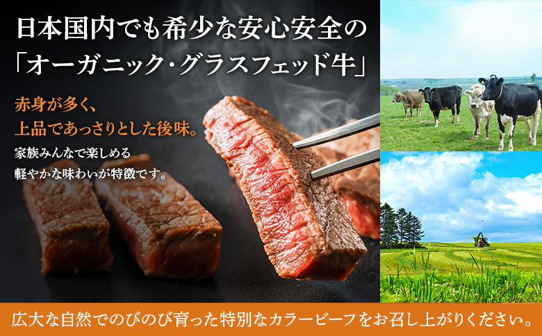 【雄武町】雄武産有機牛カラービーフ 焼肉用（ロース）200g×2P【01128】