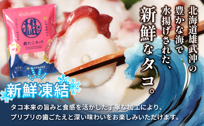 【定期便：5回】【北海道雄武町産】煮たこカット200g×6パック【07164】