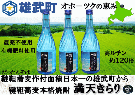北海道雄武町産　韃靼そば焼酎「満天きらり」(720ml×3)【04114】