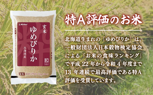 【令和7年産 定期配送5ヵ月】ホクレン ゆめぴりか 玄米6kg（3kg×2）TYUA047