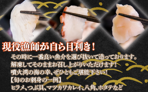 地元漁師 厳選 噴火湾産 旬のお刺身セット 北海道 豊浦 TYUR011