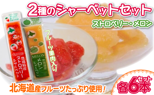 北海道 豊浦町 いちご・メロンのシャーベット 6本×2種 TYUN014