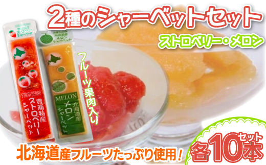 北海道 豊浦町 いちご・メロンのシャーベット 10本×2種 TYUN015