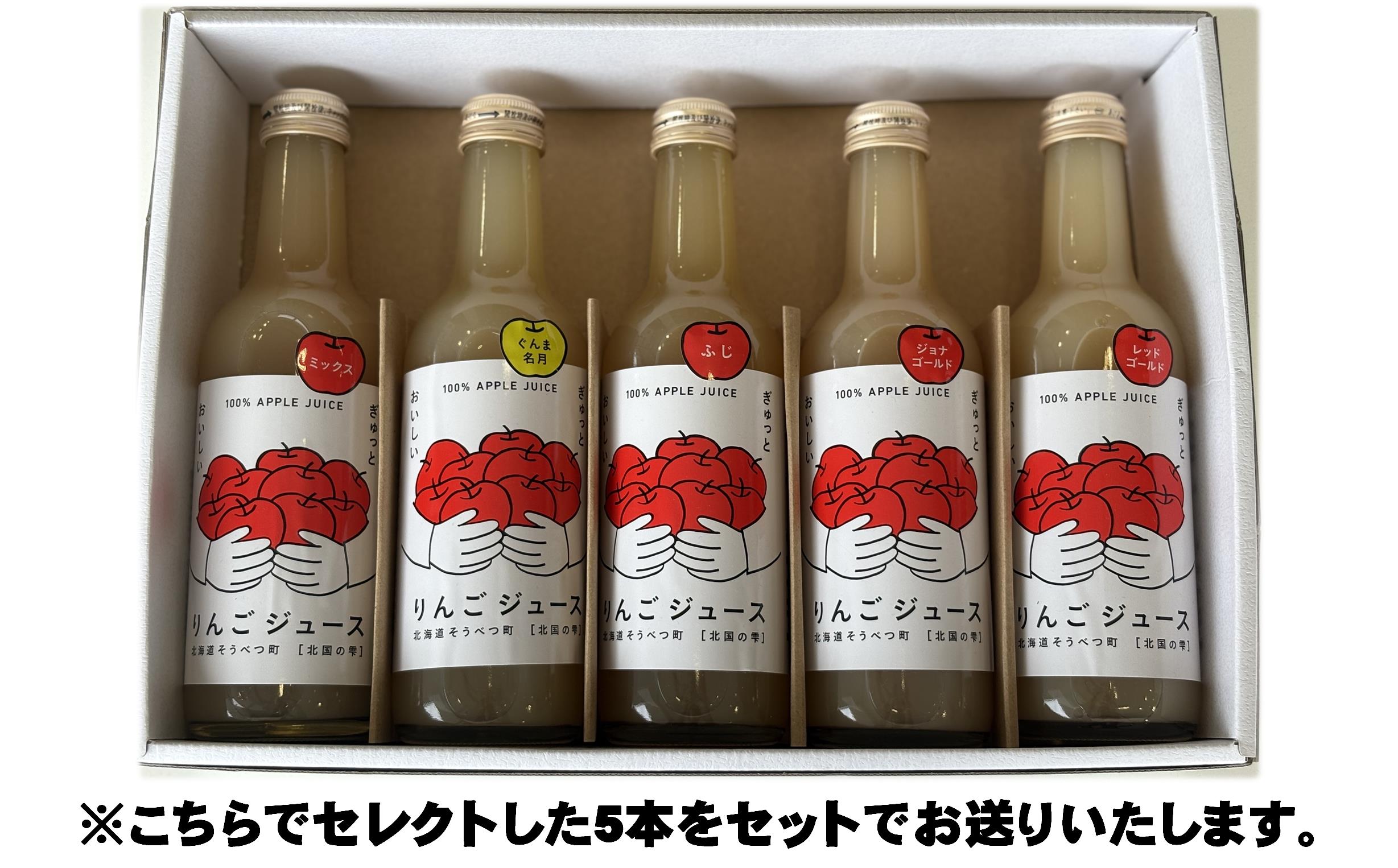 <2026年1月下旬よりお届け>りんごジュース「北国の雫」(壮瞥町産りんご100%) 300ml×5本 SBTA082