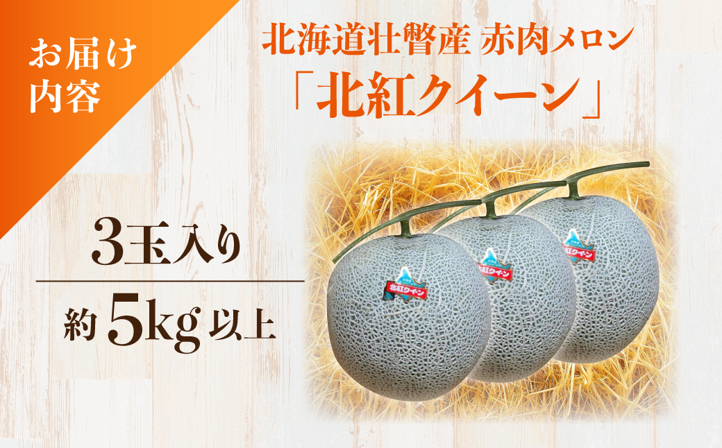 ＜2026年7月上旬よりお届け＞北海道壮瞥産 赤肉メロン「北紅クイーン」3玉入り 約5kg以上 SBTP005