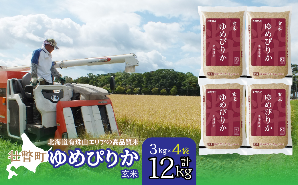 【新米】【令和7年産】（玄米12kg）ホクレンゆめぴりか（3kg×4袋） SBTD076