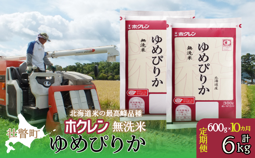 【令和7年産米】【10ヶ月定期配送】（無洗米600g）ホクレンゆめぴりか SBTD155