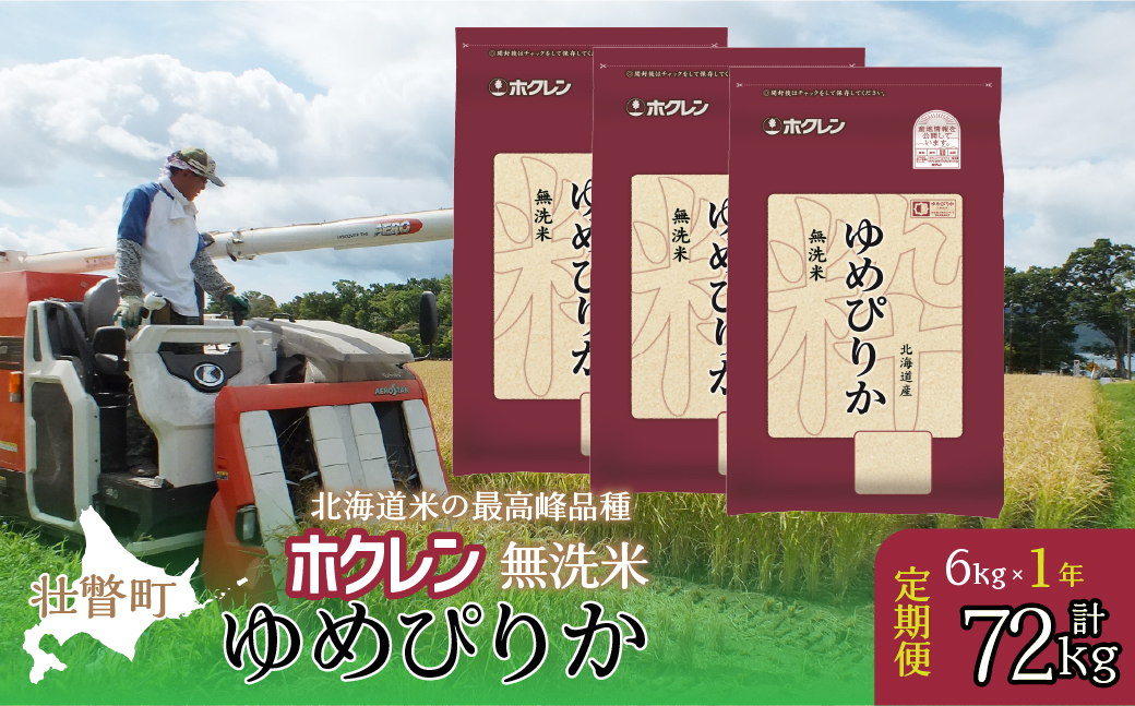 【新米】【令和7年産米】【1年定期配送】（無洗米6kg）ホクレンゆめぴりか（2kg×3袋） SBTD172
