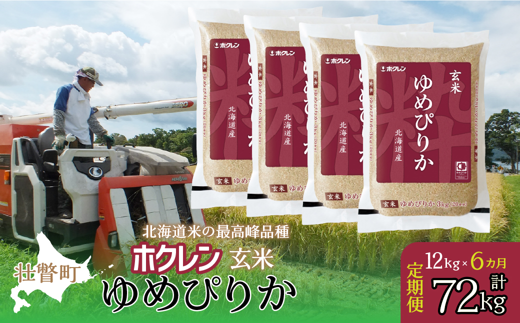 【新米】【令和7年産米】【6ヶ月定期配送】（玄米12kg）ホクレンゆめぴりか（3kg×4袋） SBTD178