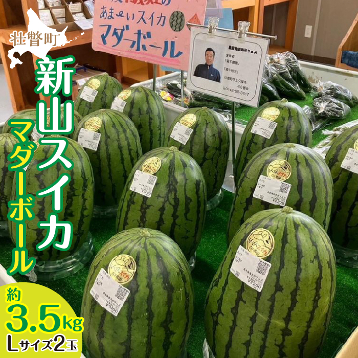 ＜2026年8月上旬よりお届け＞北海道壮瞥産　新山すいか 小玉すいか（マダーボール）Lサイズ2玉 スイカ SBTN002