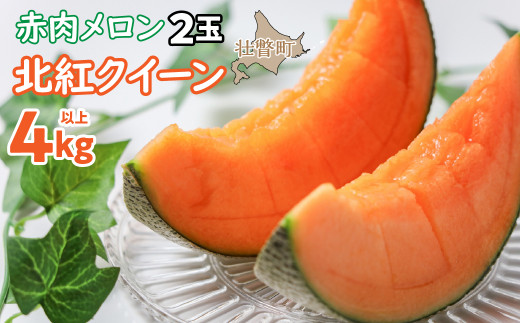 ＜2026年7月上旬よりお届け＞北海道壮瞥産 赤肉メロン「北紅クイーン」2玉入り約4.0kg以上  SBTP003