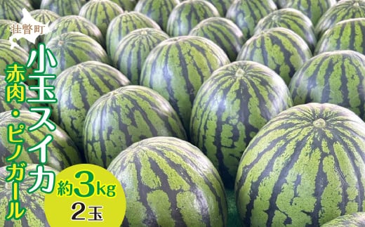 ＜2026年8月上旬より順次お届け＞北海道壮瞥産 小玉すいか（赤肉・ピノガール）2玉約3kg スイカ　 SBTN004