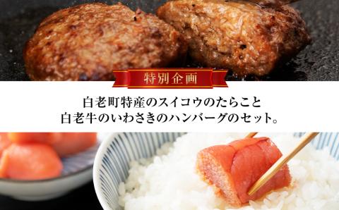 【12月19日決済確定分まで年内発送】北海道 たらこと白老牛ハンバーグセット 虎杖浜 黒毛和牛 AQ044