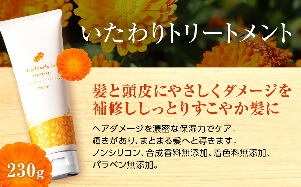 【12月20日決済確定分まで年内発送】カレンデュラのいたわりシャンプー&トリートメント (シャンプー 400ml トリートメント 230g) ボタニカル 保湿 ノンシリコン ナチュラルアイランド CH804