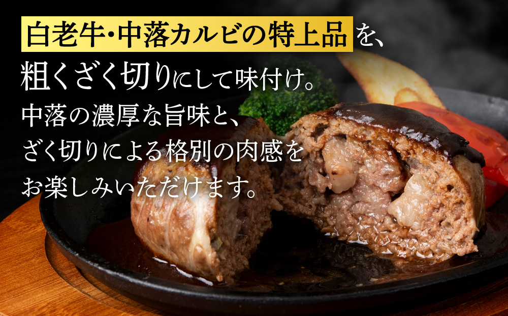 【12ヶ月定期便】白老牛 中おちプレミアムハンバーグ （リブインハンバーグ）200g×10個【かねかん】