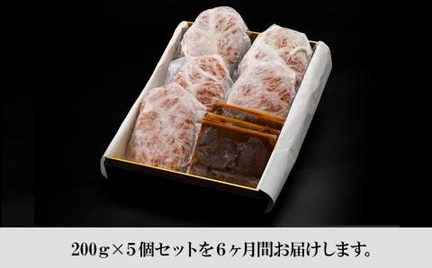 定期便6カ月 お楽しみ 白老牛 ジューシー ハンバーグ セット 5個 網脂 特製ソース 手造り 手ごね BY098